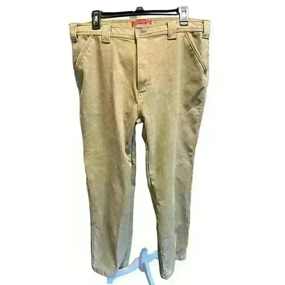 Coleman Pants Men's Khaki Jeans 36 x 32 NWOT Lined Carpenter Flat Front Cotton - Picture 1 of 7